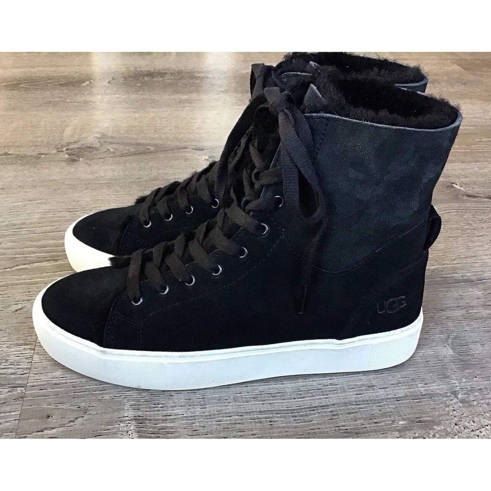UGG Womens Size 9 Beven Boots Black Suede Shearling Lined High Top Shoes 1104070